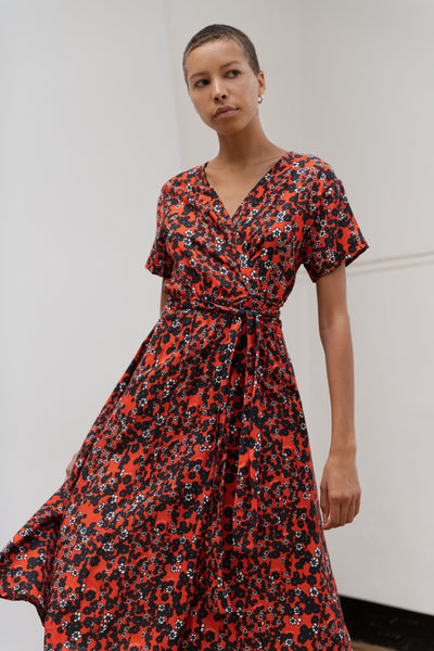 Ditsy Red Jacques Wrap Dress - Être Cécile